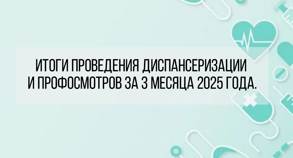 Итоги проведения диспансеризации и профилактических осмотров взрослого населения за 3 месяца 2025 года Итоги проведения диспансеризации и профилактических осмотров взрослого населения за 3 месяца 2025 года