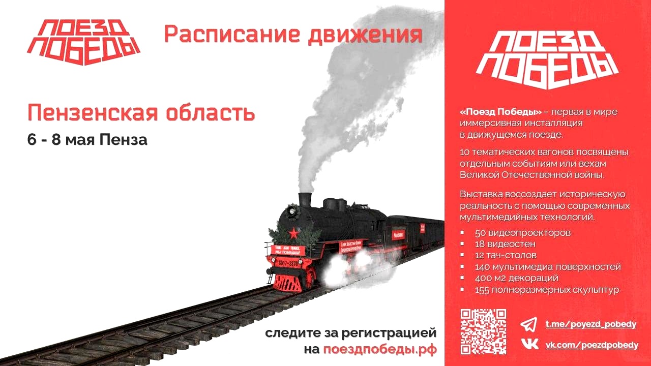 Уникальный музейный состав «Поезд Победы» сделает остановку в Пензе