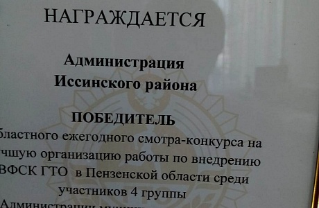 Иссинский район стал победителем областного смотра-конкурса на лучшую организацию работы по внедрению ВФСК ГТО
