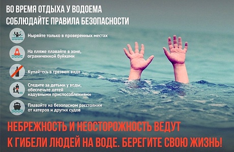 Во время отдыха у водоёма соблюдайте правила безопасности