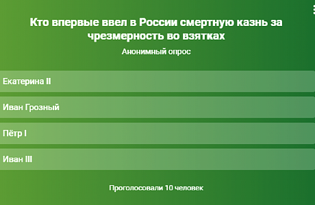 Кто впервые ввел в России смертную казнь в качестве наказания за чрезмерность во взятках? Кто впервые ввел в России смертную казнь в качестве наказания за чрезмерность во взятках?