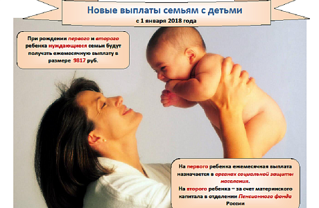 Новые выплаты семьям с детьми с 1 января 2018 года Новые выплаты семьям с детьми с 1 января 2018 года