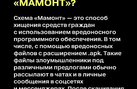  В Сети пишут о массовом распространении «новой» схемы «Мамонт» 